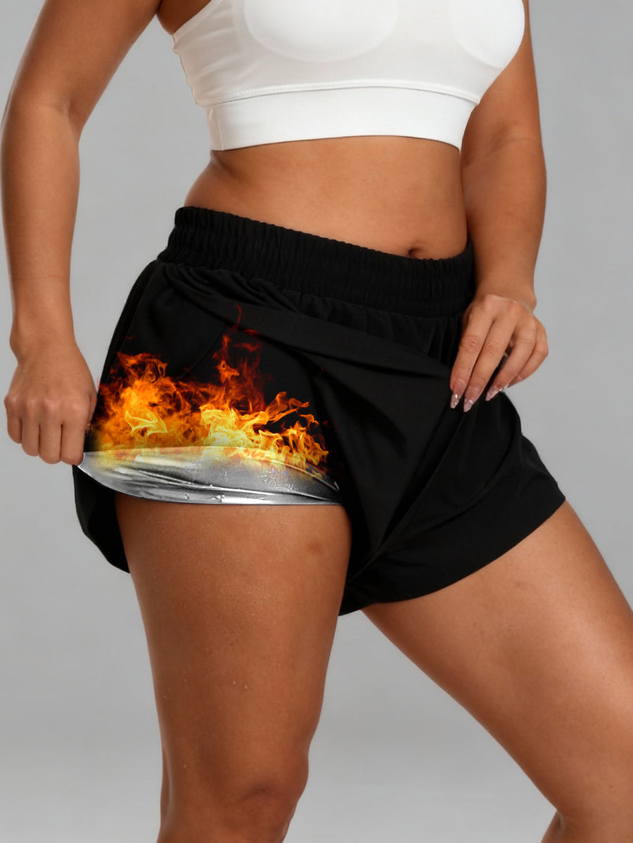 Women's 2-in-1 Double Layer Sauna Shorts for Athletic Workout
