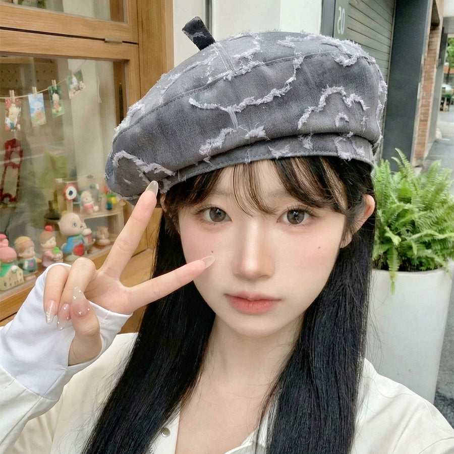 Vintage Frayed-edge Floral Jacquard Fedora Cap - Stylish & Versatile