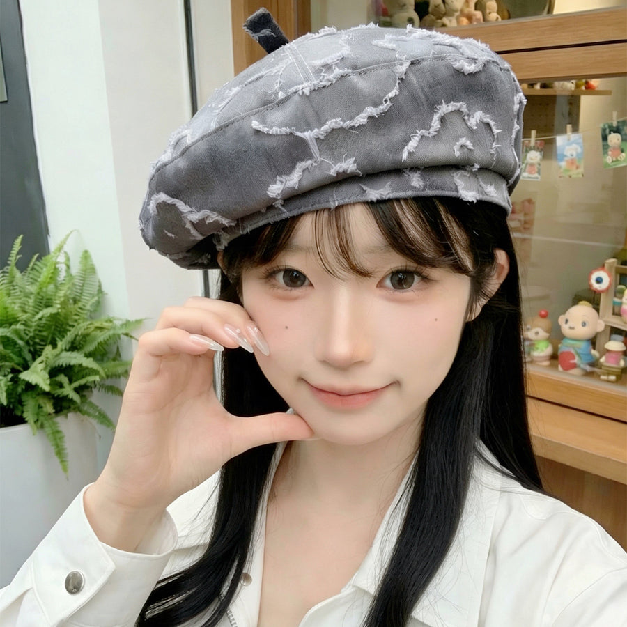 Vintage Frayed-edge Floral Jacquard Fedora Cap - Stylish & Versatile