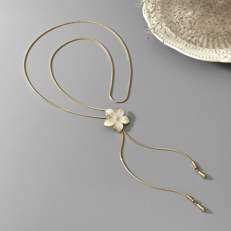 Colorful Enamel Floral Pendant Necklace - Layered Necklace Style