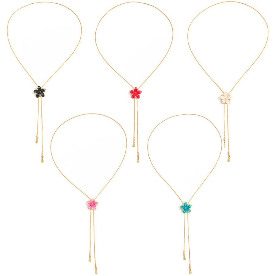Colorful Enamel Floral Pendant Necklace - Layered Necklace Style