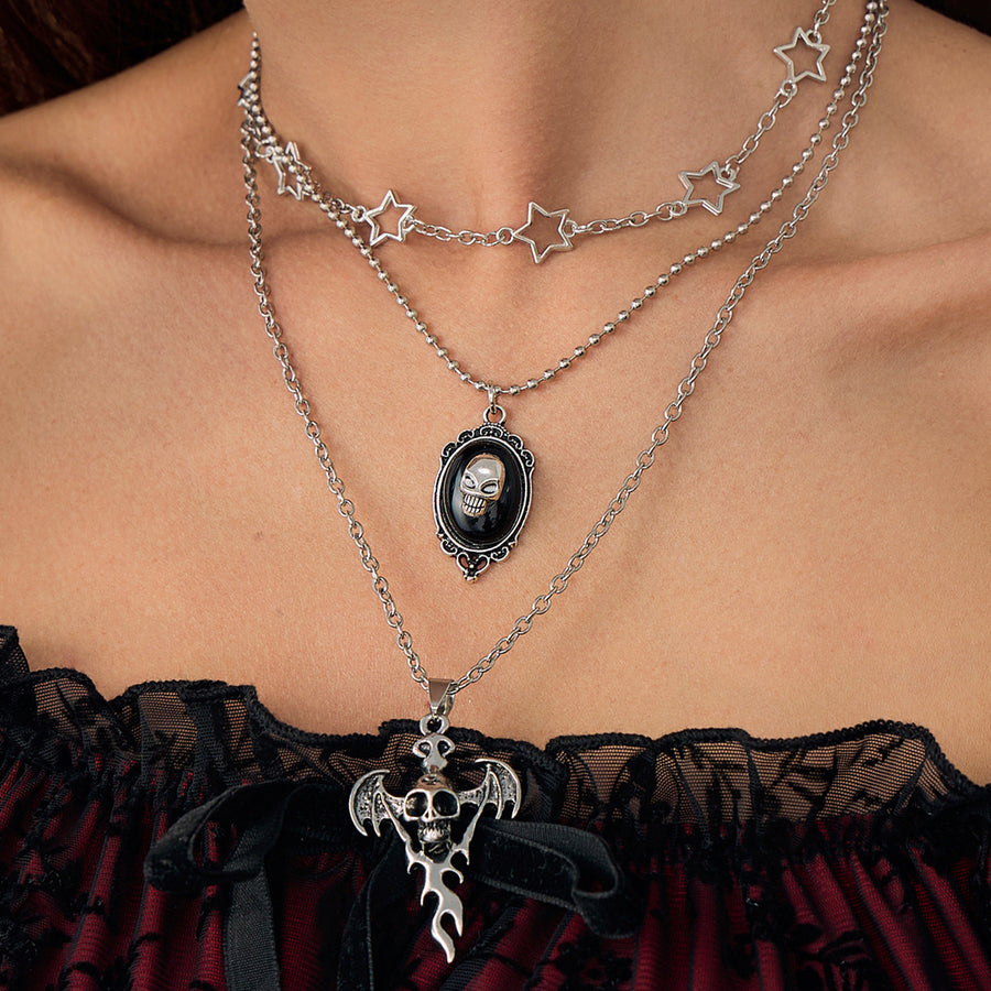Trendy Heart & Wing Necklace - Layered Gothic Jewelry