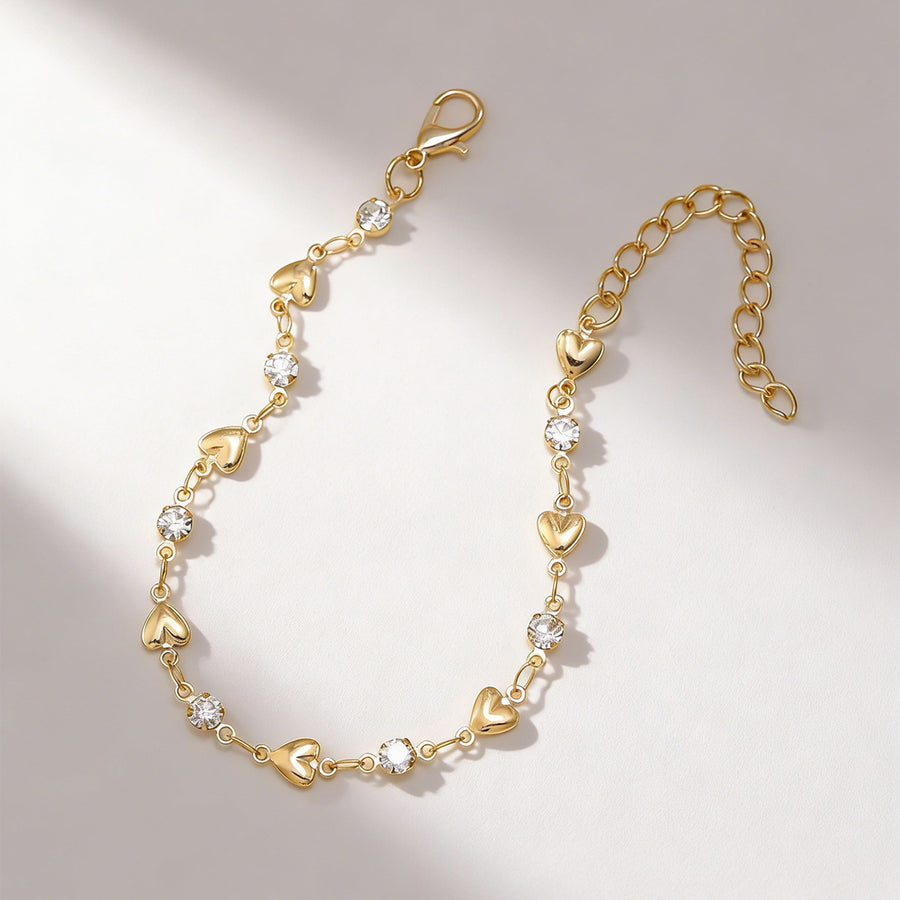 Sweet Cool Heart Cubic Zirconia Tennis Bracelet for Women