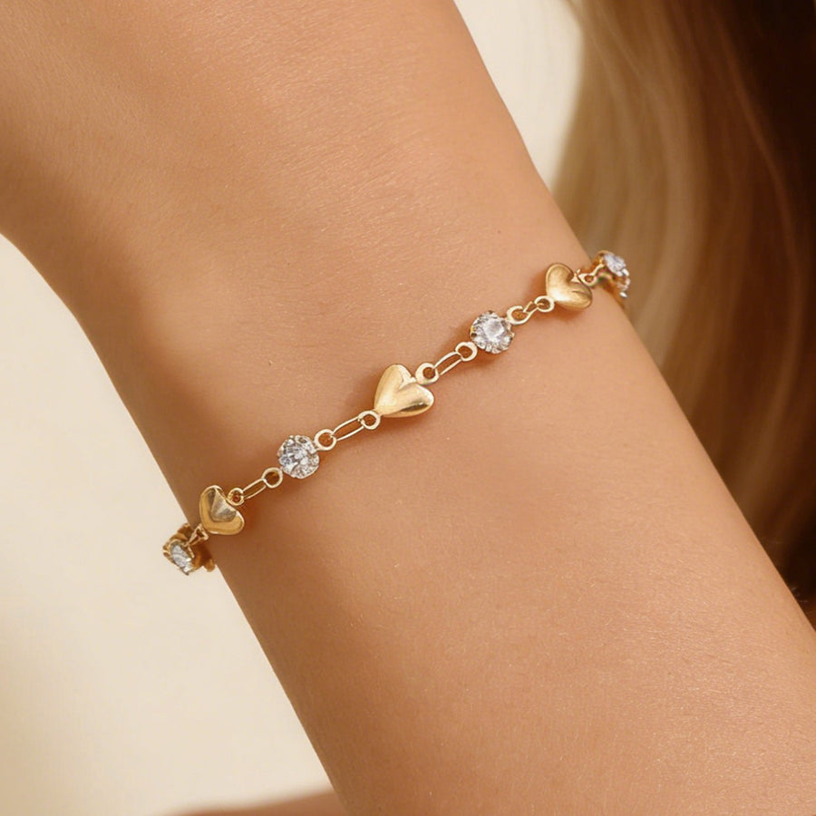 Sweet Cool Heart Cubic Zirconia Tennis Bracelet for Women