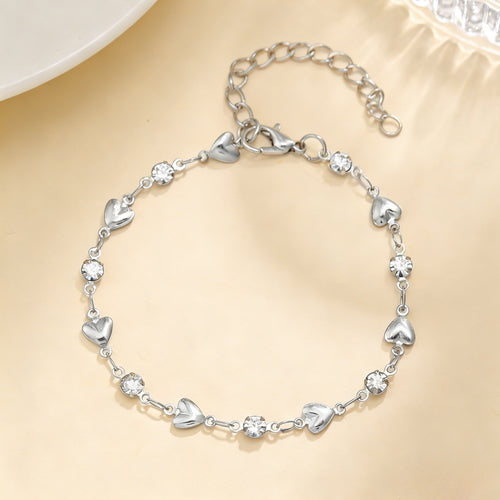Sweet Cool Heart Cubic Zirconia Tennis Bracelet for Women