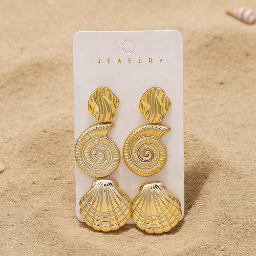 Elegant Ocean Starfish & Shell Stud Earrings Set