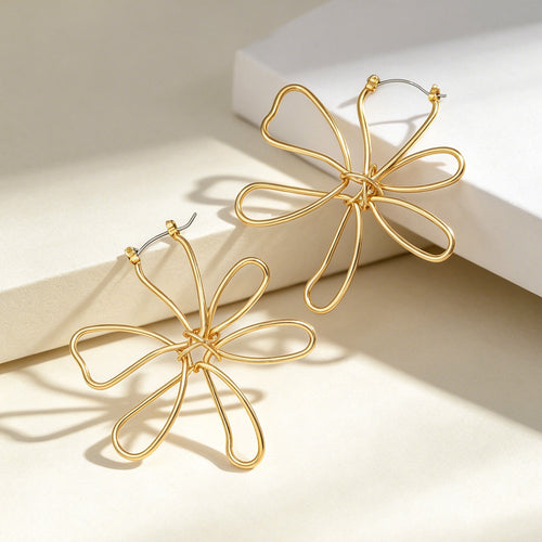 Vintage Minimalist Metal Twisted Hoop Earrings for Women