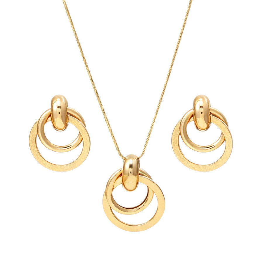 Versatile Metal Geometric Circle Jewelry Set with Hoop Earrings