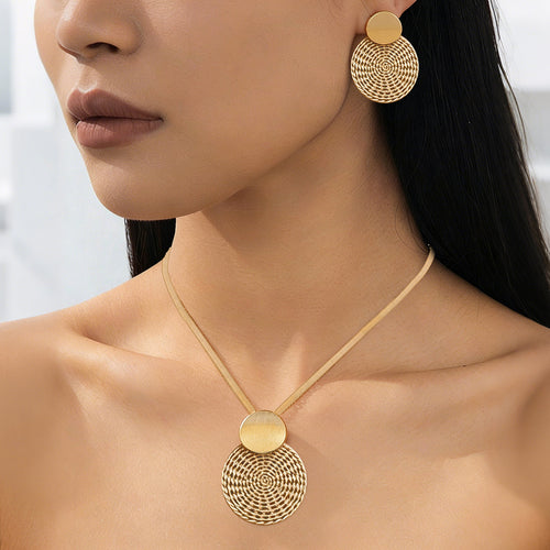 Exaggerated Round Jewelry Set with Hoop Earrings for Women