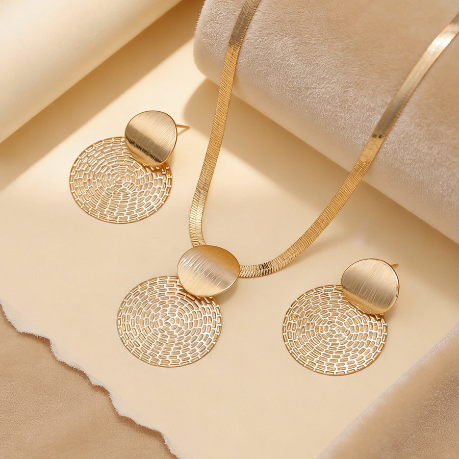 Exaggerated Round Jewelry Set with Hoop Earrings for Women
