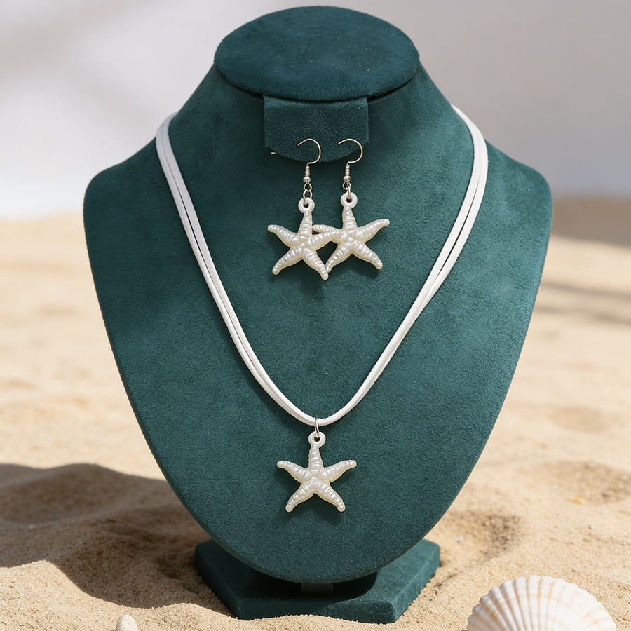 Bohemian Beach Jewelry Set - Layered Necklace & Earrings