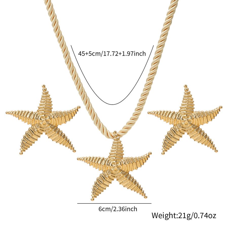 Unique Starfish Jewelry Set for Women - Hoop Earrings & Necklace
