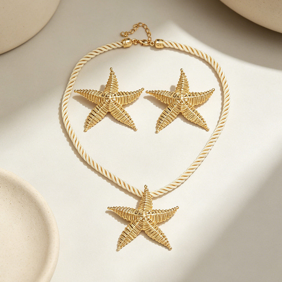 Unique Starfish Jewelry Set for Women - Hoop Earrings & Necklace