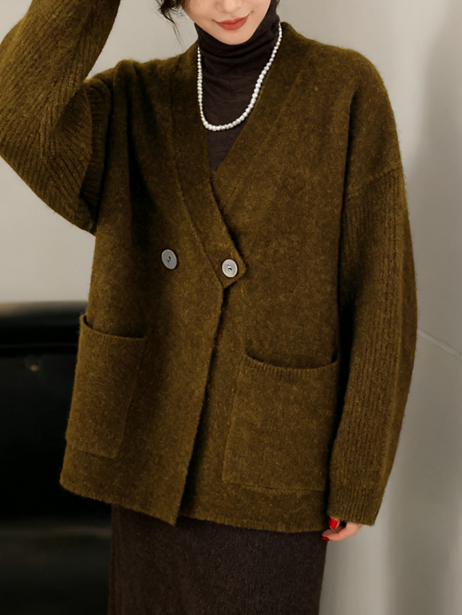 Ladies Irregular Wrap Front Trench Coat with Pockets