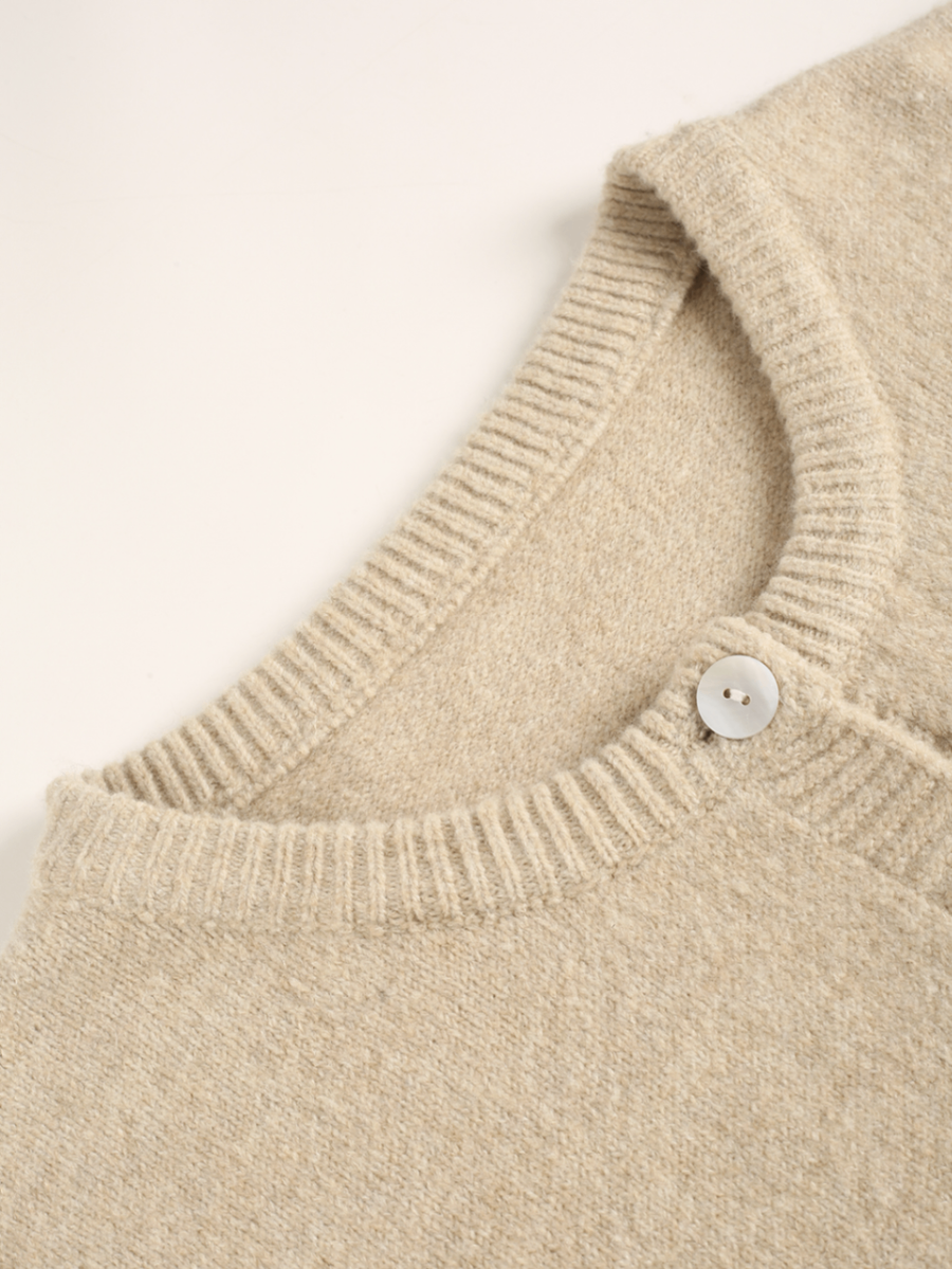 Oversized Crew Neck Button Knit Cardigan - Trendy Sweater Coat