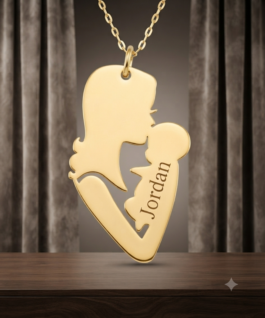 Custom Mother & Baby Name Necklace - 24K Gold Plated Gift