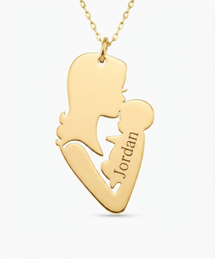 Custom Mother & Baby Name Necklace - 24K Gold Plated Gift