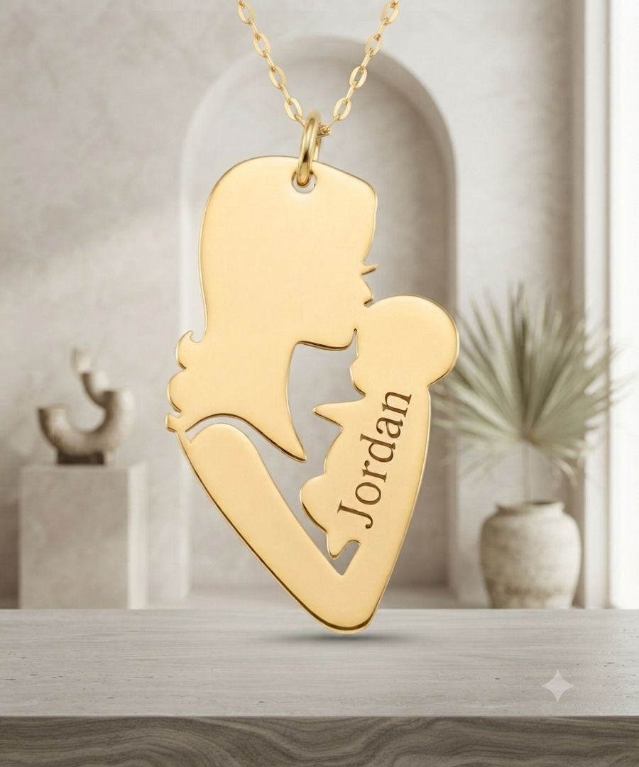 Custom Mother & Baby Name Necklace - 24K Gold Plated Gift