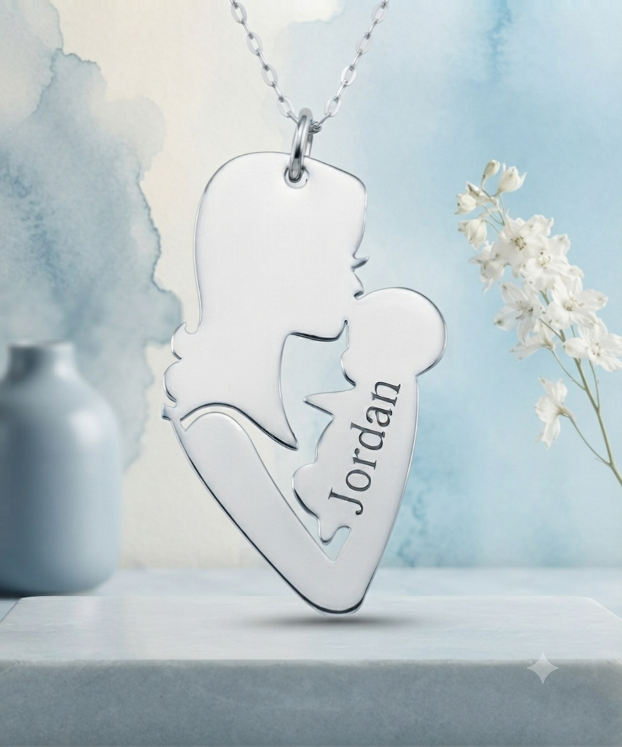 Custom Mother & Baby Name Necklace - 24K Gold Plated Gift