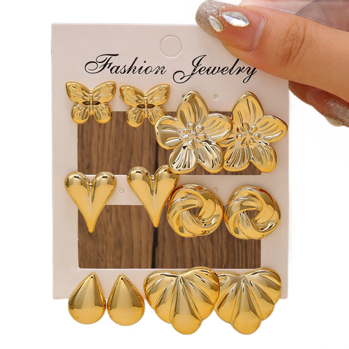 2026 New Cross-border Gold Stud Earring Set for Women
