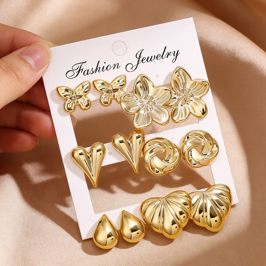 2026 New Cross-border Gold Stud Earring Set for Women