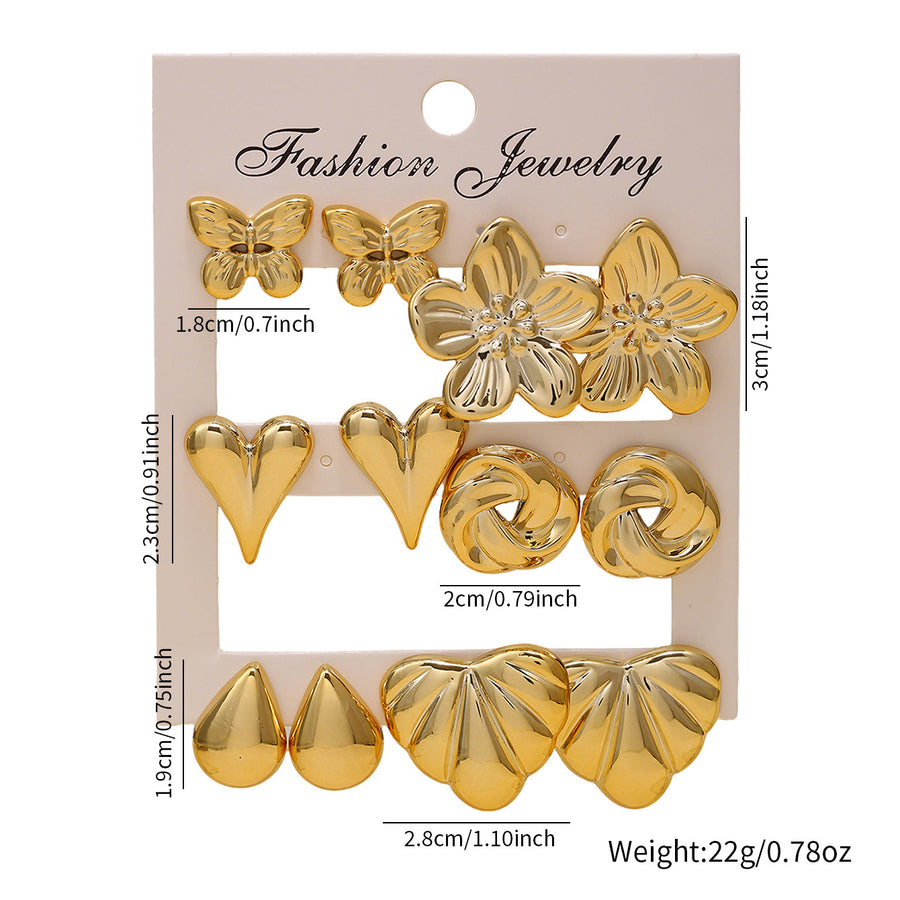 2026 New Cross-border Gold Stud Earring Set for Women