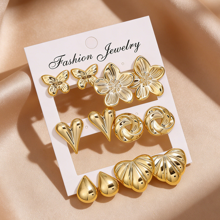 2026 New Cross-border Gold Stud Earring Set for Women