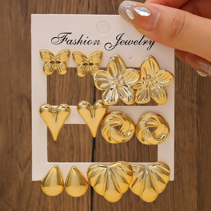 2026 New Cross-border Gold Stud Earring Set for Women