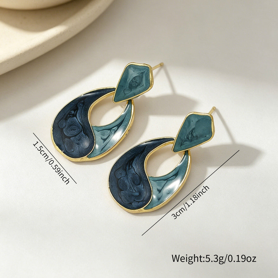 Elegant Enamel Water Drop Earrings - French Hepburn Style