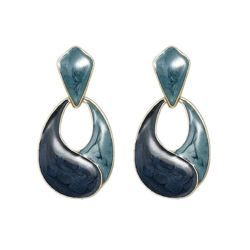 Elegant Enamel Water Drop Earrings - French Hepburn Style