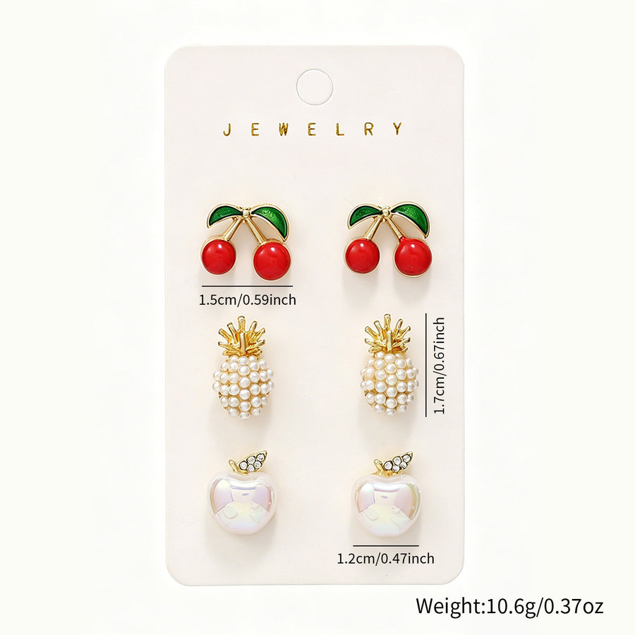 Unique Summer Red Fruit Enamel Stud Earrings for Women