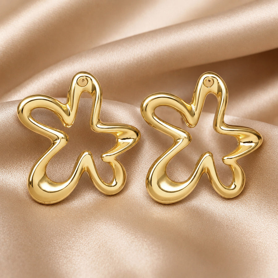 Elegant Gold Tone Floral Stud Earrings for Women