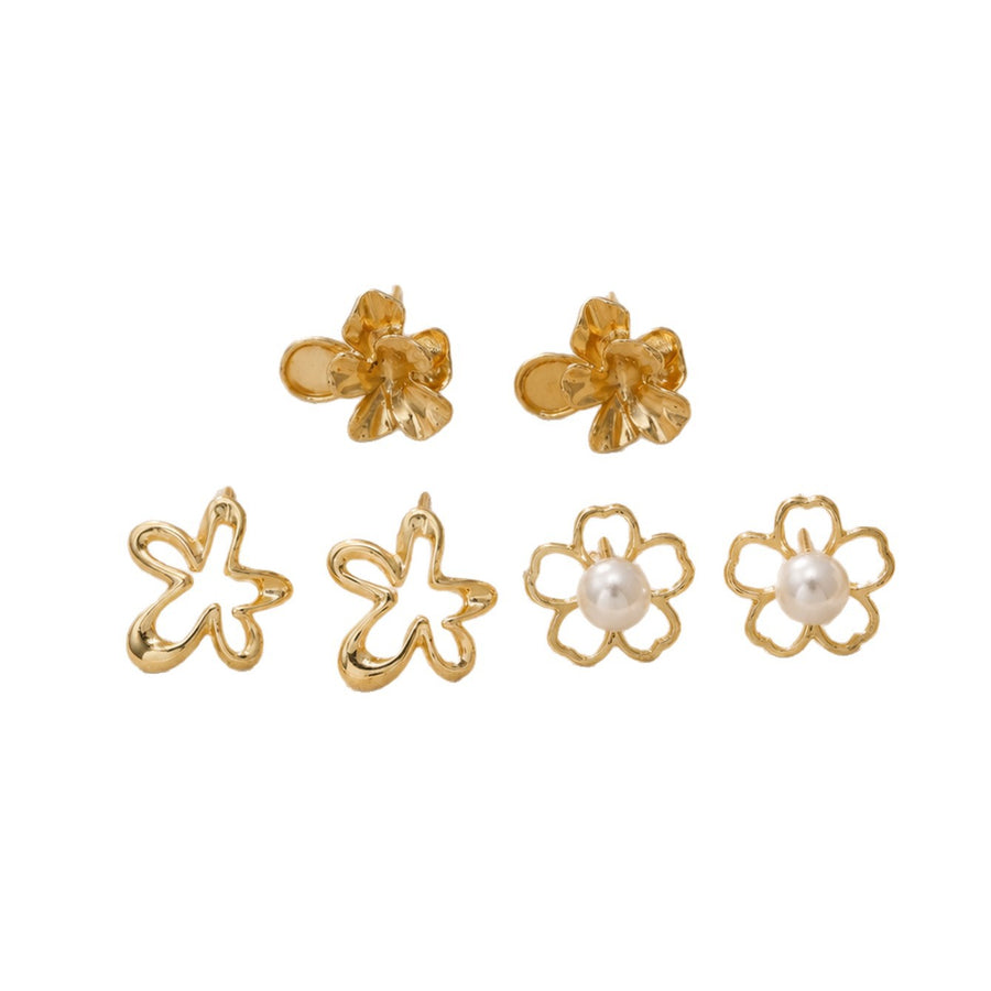 Elegant Gold Tone Floral Stud Earrings for Women