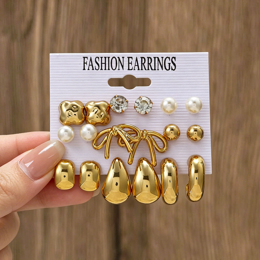 Minimalist Water Drop Stud Earrings Jewelry Set for Women