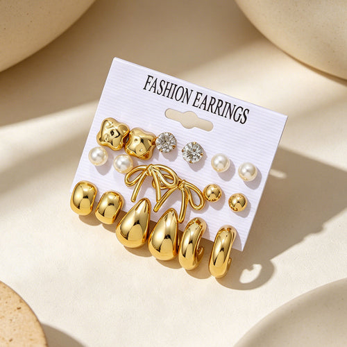 Minimalist Water Drop Stud Earrings Jewelry Set for Women