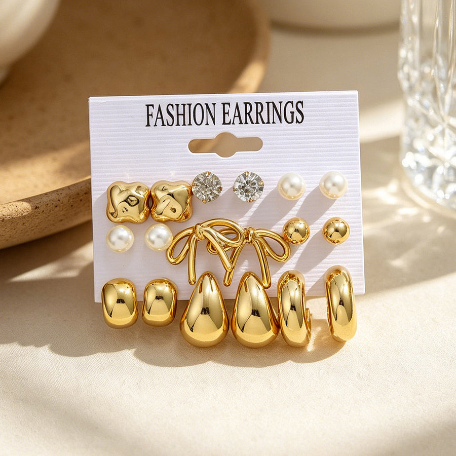 Minimalist Water Drop Stud Earrings Jewelry Set for Women
