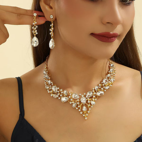 Elegant Alloy Water Drop Bridal Jewelry Set for Dresses