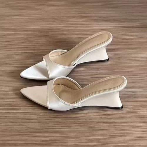 Elegant Wedge Heel Open-Toe Slide Sandals for Summer Dress