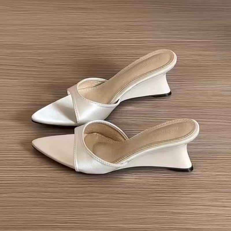 Elegant Wedge Heel Open-Toe Slide Sandals for Summer Dress