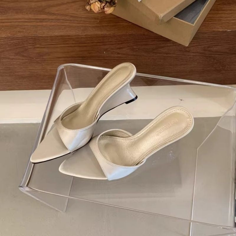 Elegant Wedge Heel Open-Toe Slide Sandals for Summer Dress