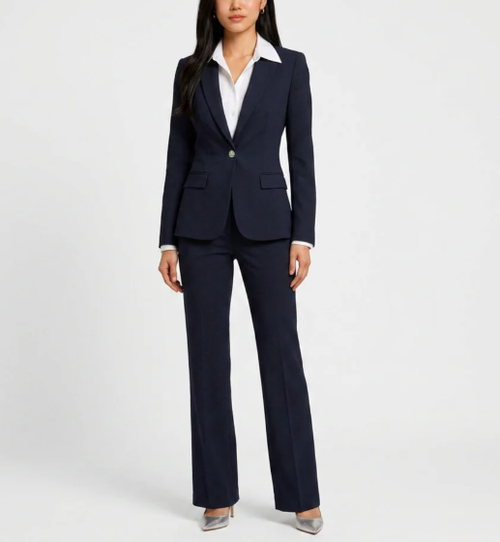 Fitted Blazer & Straight Leg Trousers Formal Suit Set