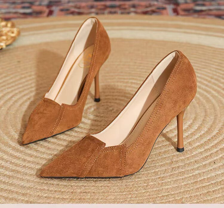 2026 Autumn French Style High Heels - Pointed Toe Black Pumps
