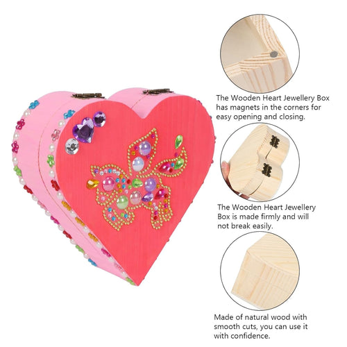 2-Piece Wooden Heart Jewelry Box Set - Unique Gift Idea