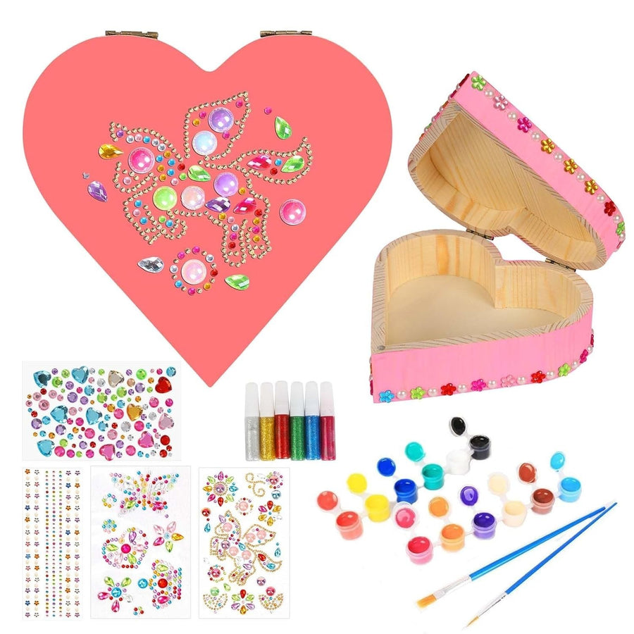 2-Piece Wooden Heart Jewelry Box Set - Unique Gift Idea