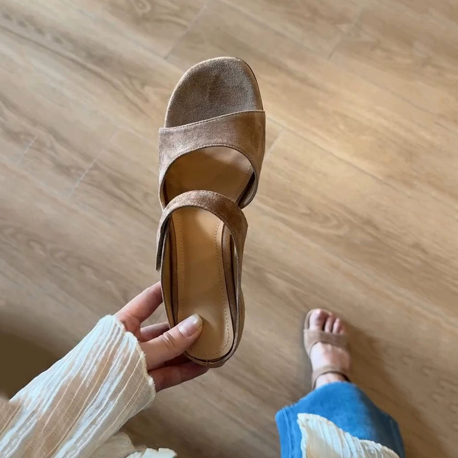 Sheepskin Texture Minimalist One-Strap Slide Sandals