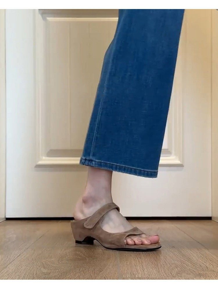 Sheepskin Texture Minimalist One-Strap Slide Sandals