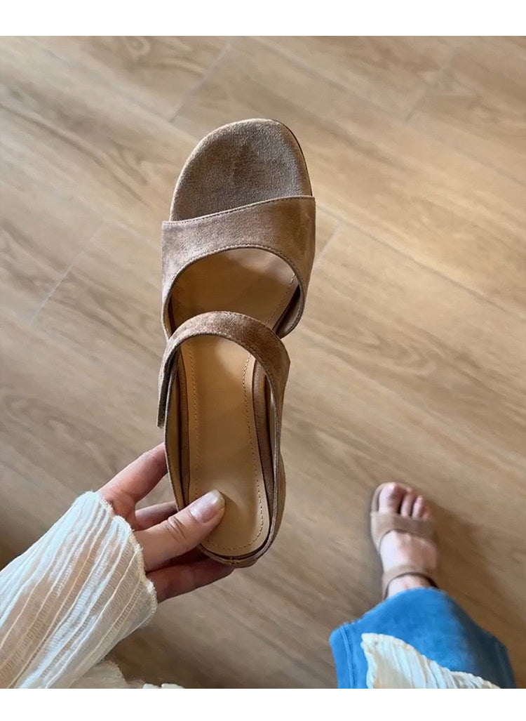 Sheepskin Texture Minimalist One-Strap Slide Sandals