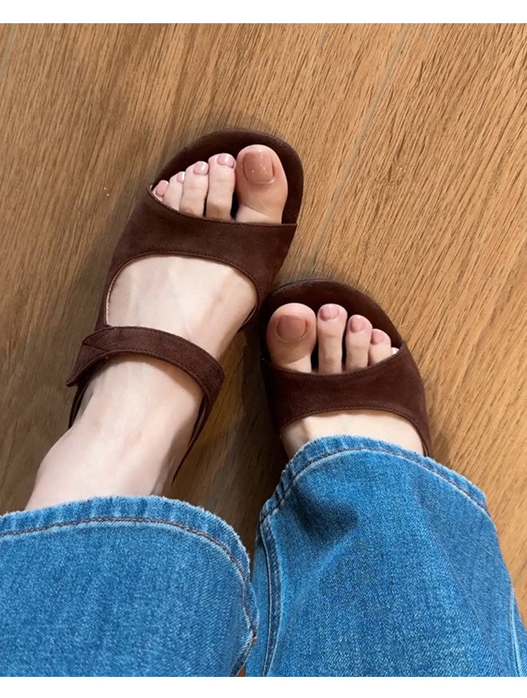 Sheepskin Texture Minimalist One-Strap Slide Sandals