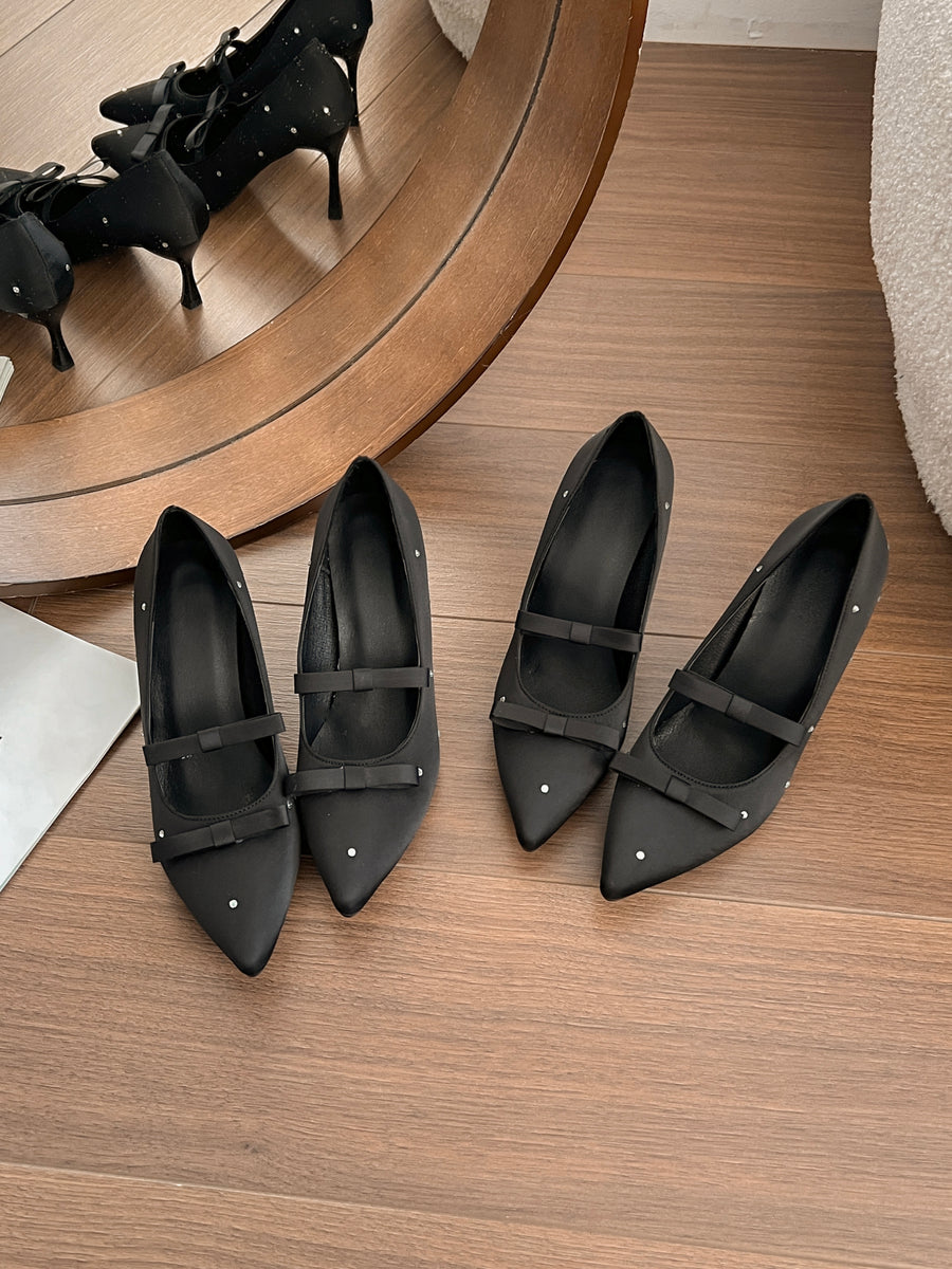 2026 Spring Women's Black Elegant Pumps with Rhinestones