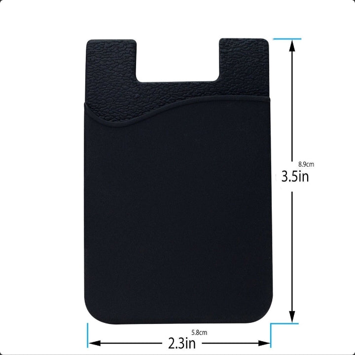 5x Silicone Credit Card Holder - Black Wallet Pocket Sticker